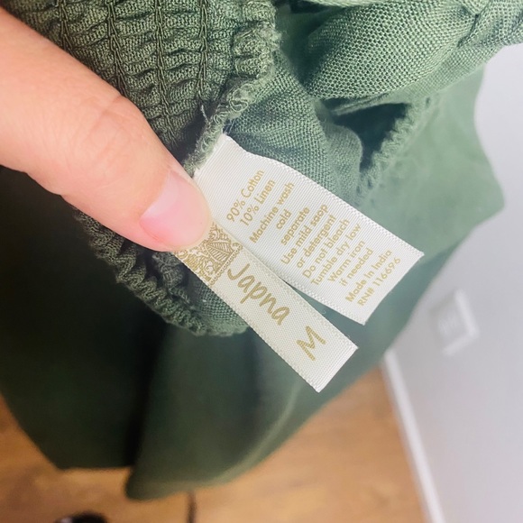 JAPNA Dress Linen Olive Green M Backless - Picture 8 of 12